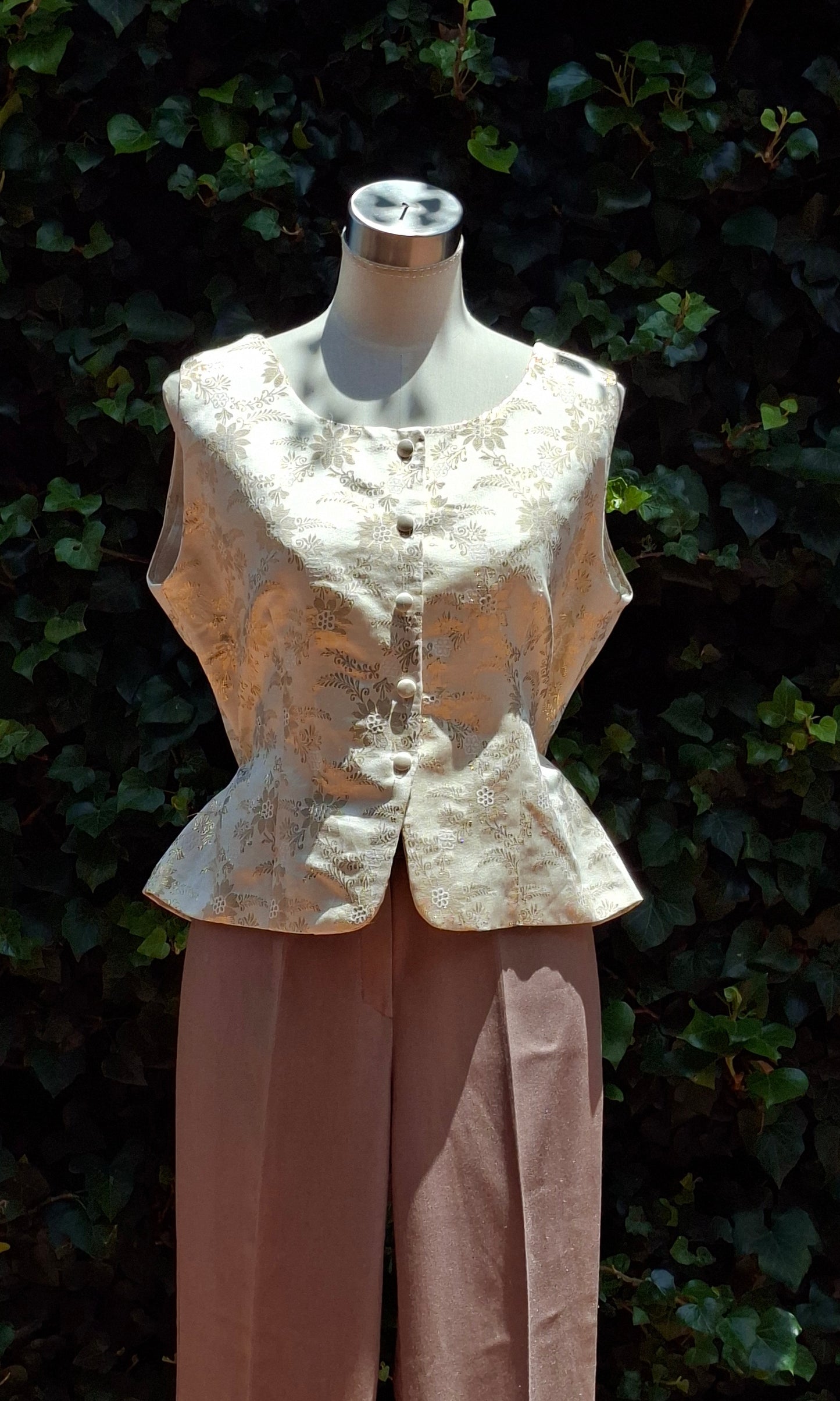 Gold Floral Vest (HANDMADE)
