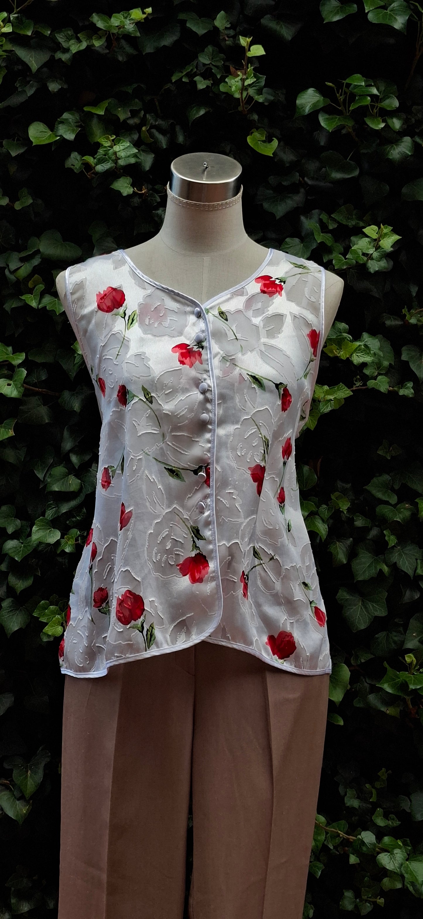 Vintage Woolworths Floral Sheer Vest
