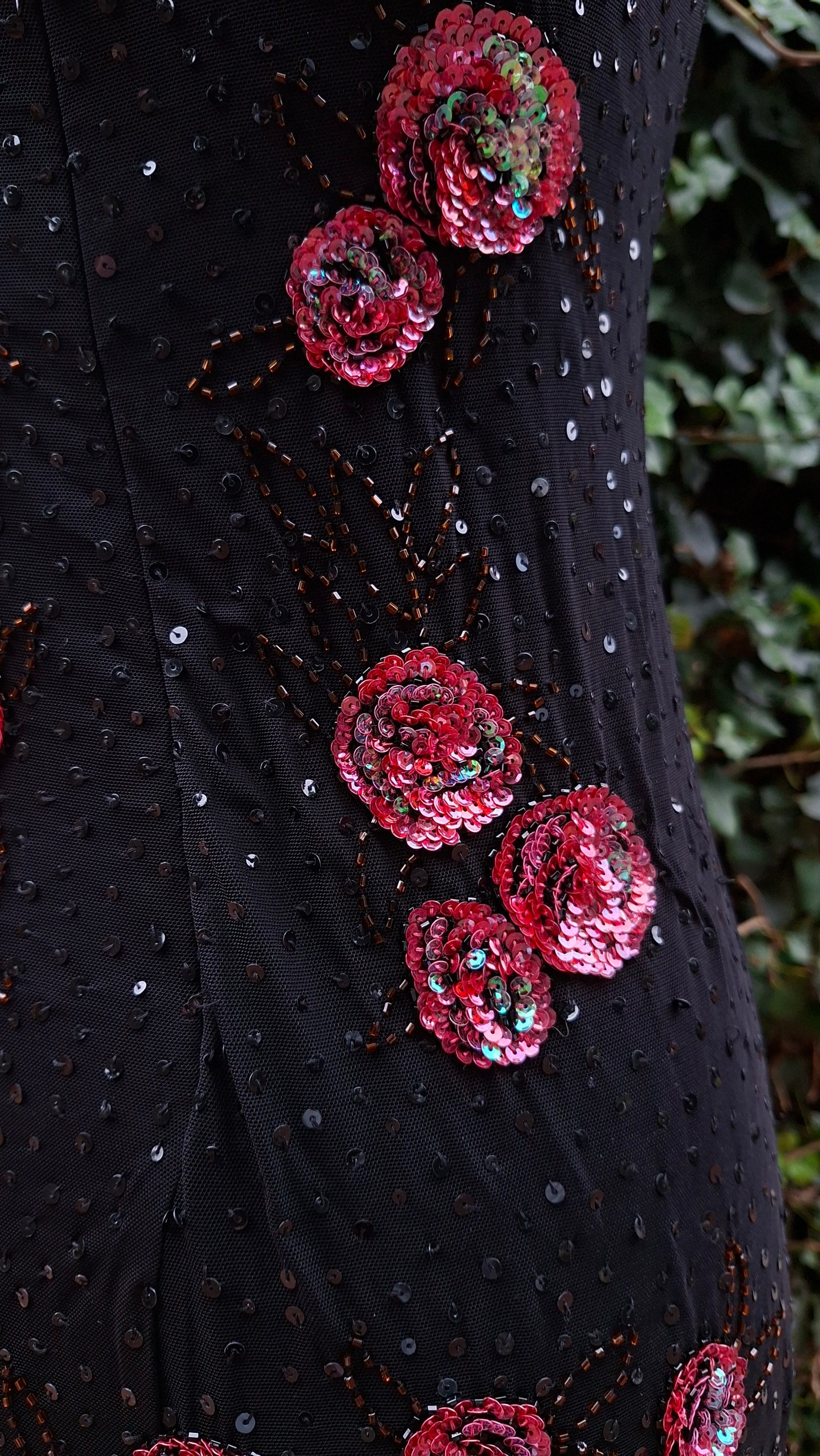 Black Flower Sequined Dress