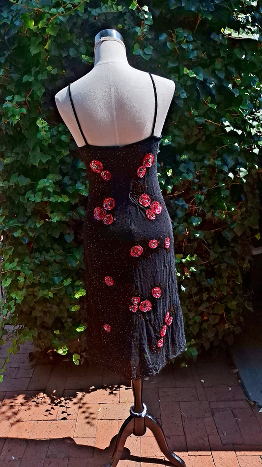 Black Flower Sequined Dress