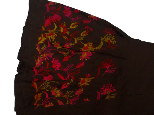 Before - Floral Brown Embroidered Skirt