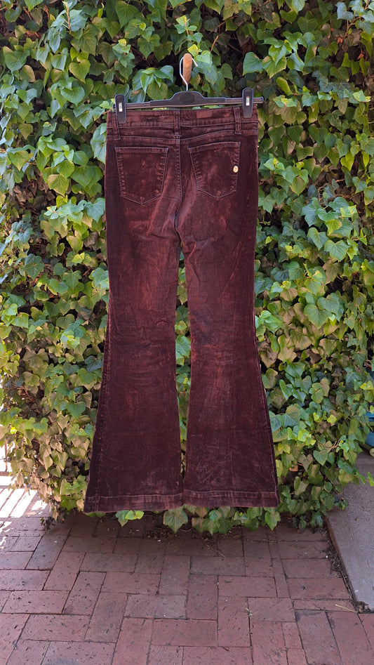 Shaft - Brown Flared Suede Jeans