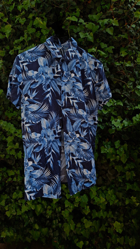 Blue Hawaiian Print Shirt