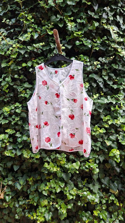 Vintage Woolworths Floral Sheer Vest