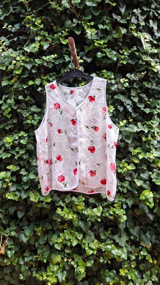 Vintage Woolworths Floral Sheer Vest