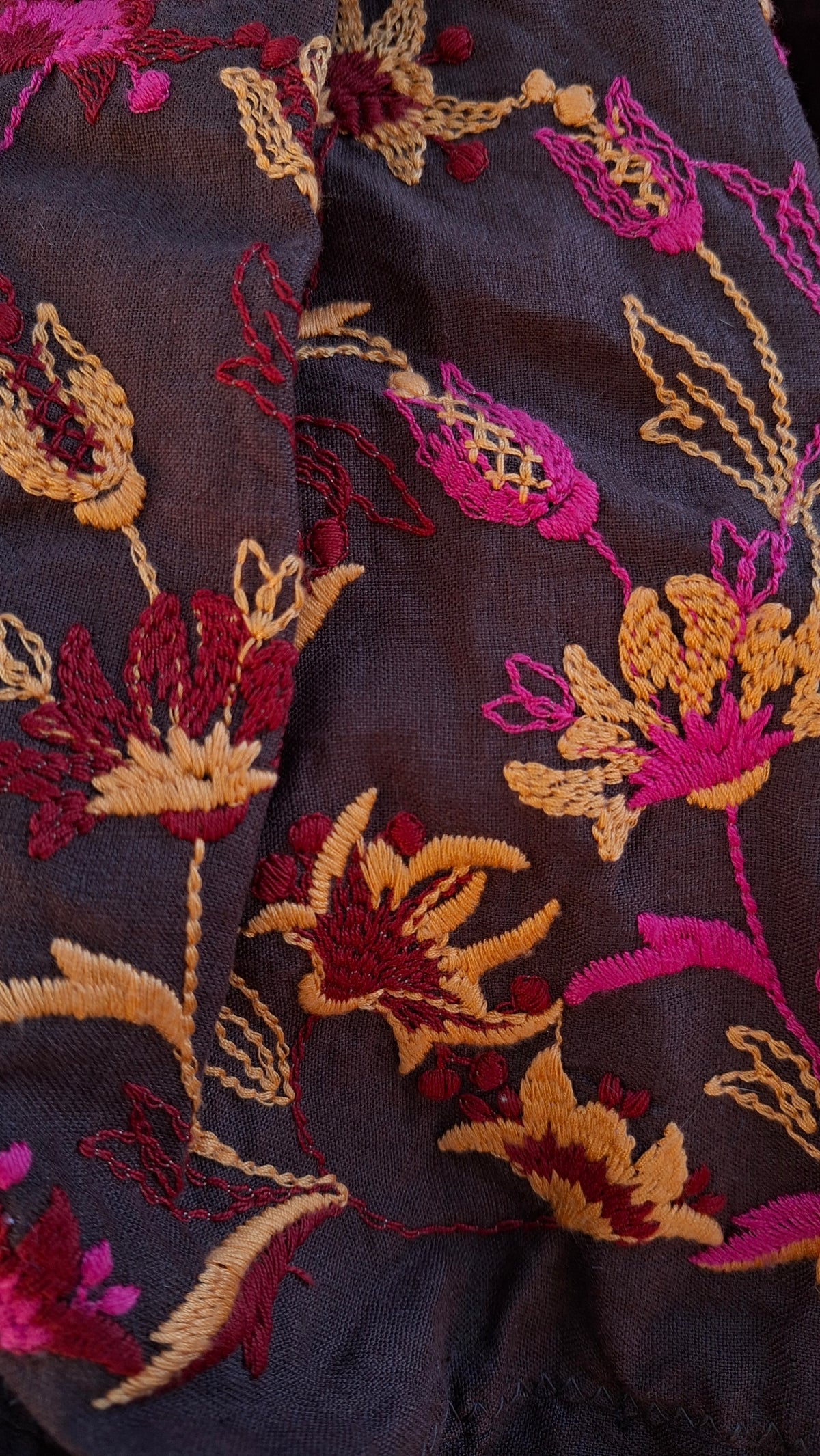 Before - Floral Brown Embroidered Skirt