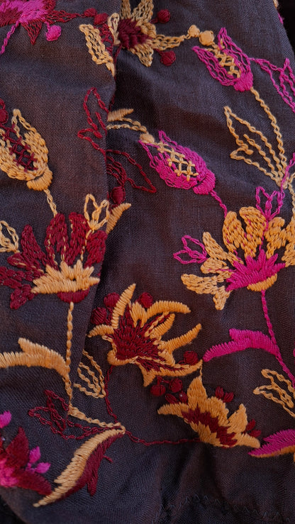 Before - Floral Brown Embroidered Skirt