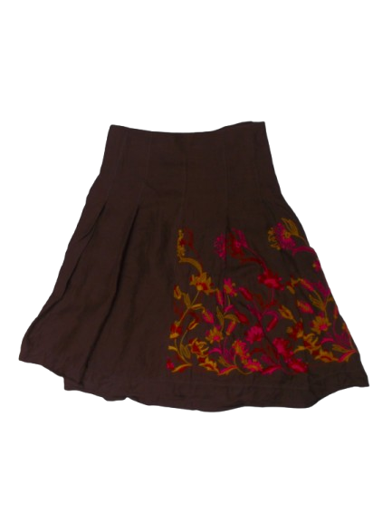 Before - Floral Brown Embroidered Skirt