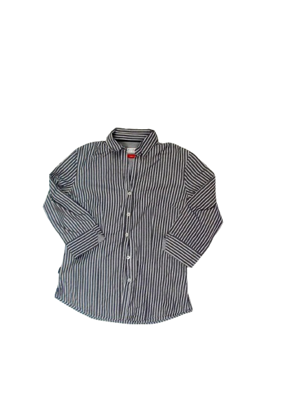 Black Pinstriped Button-Up Shirt