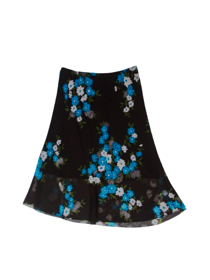 Habana - Azure & Black Floral Mesh Skirt