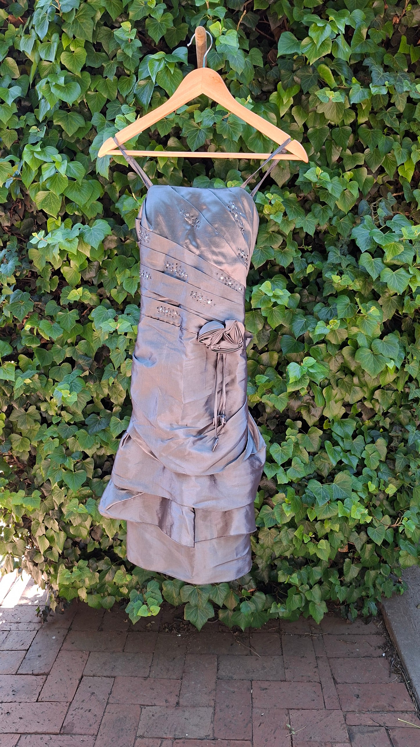 Grey Ruched Formal Dress