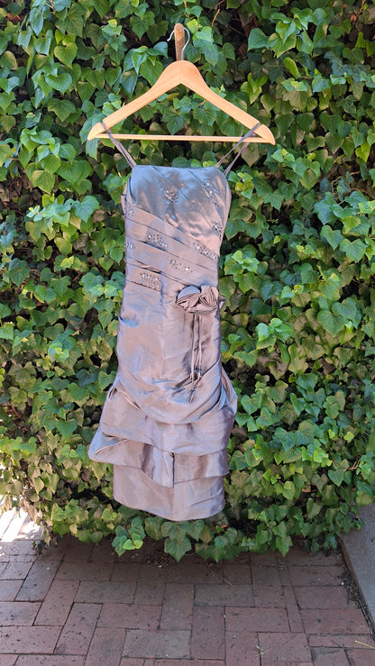 Grey Ruched Formal Dress