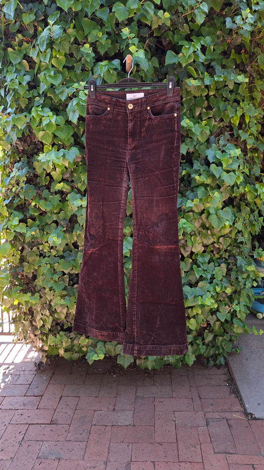 Shaft - Brown Flared Suede Jeans